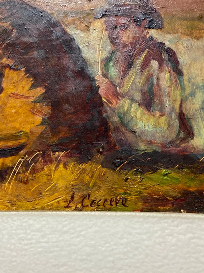 L. Ceccere - Quadro Antigo Pescadores À Beira Do Rio