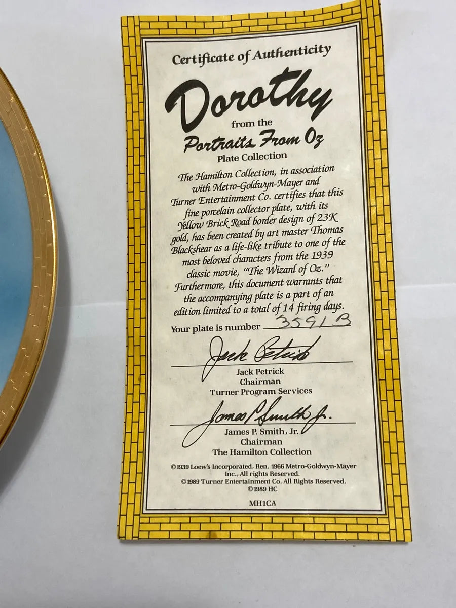 Prato Decorativo Antigo Dorothy - O Magico De Oz Ouro 23k Dourado Dorothy