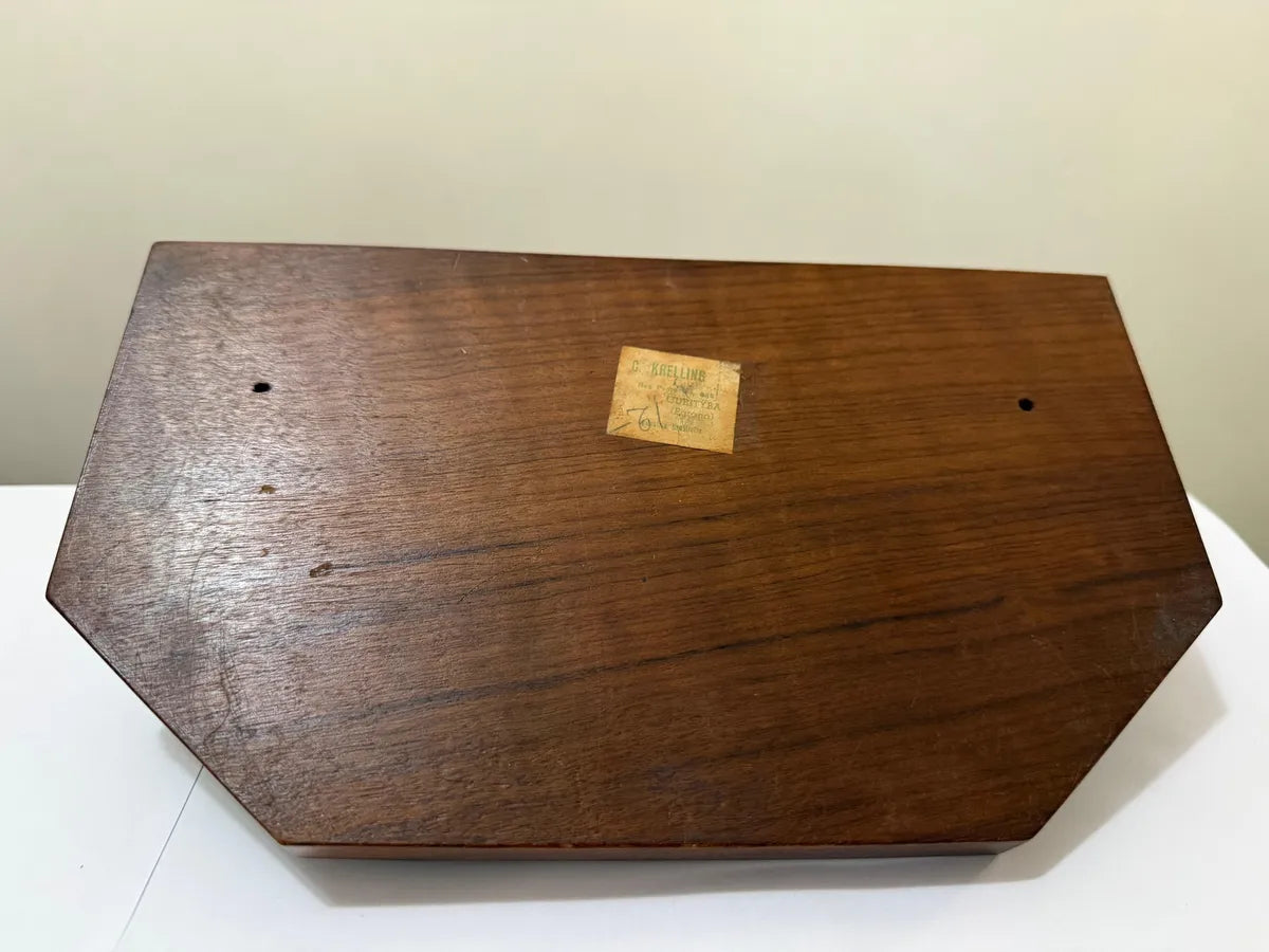 Tinteiro Antigo Em Madeira Marchetaria Completo Com Caneta