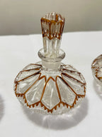 Antigo Frascos Perfume Em Vidro Lapidado Bicolor