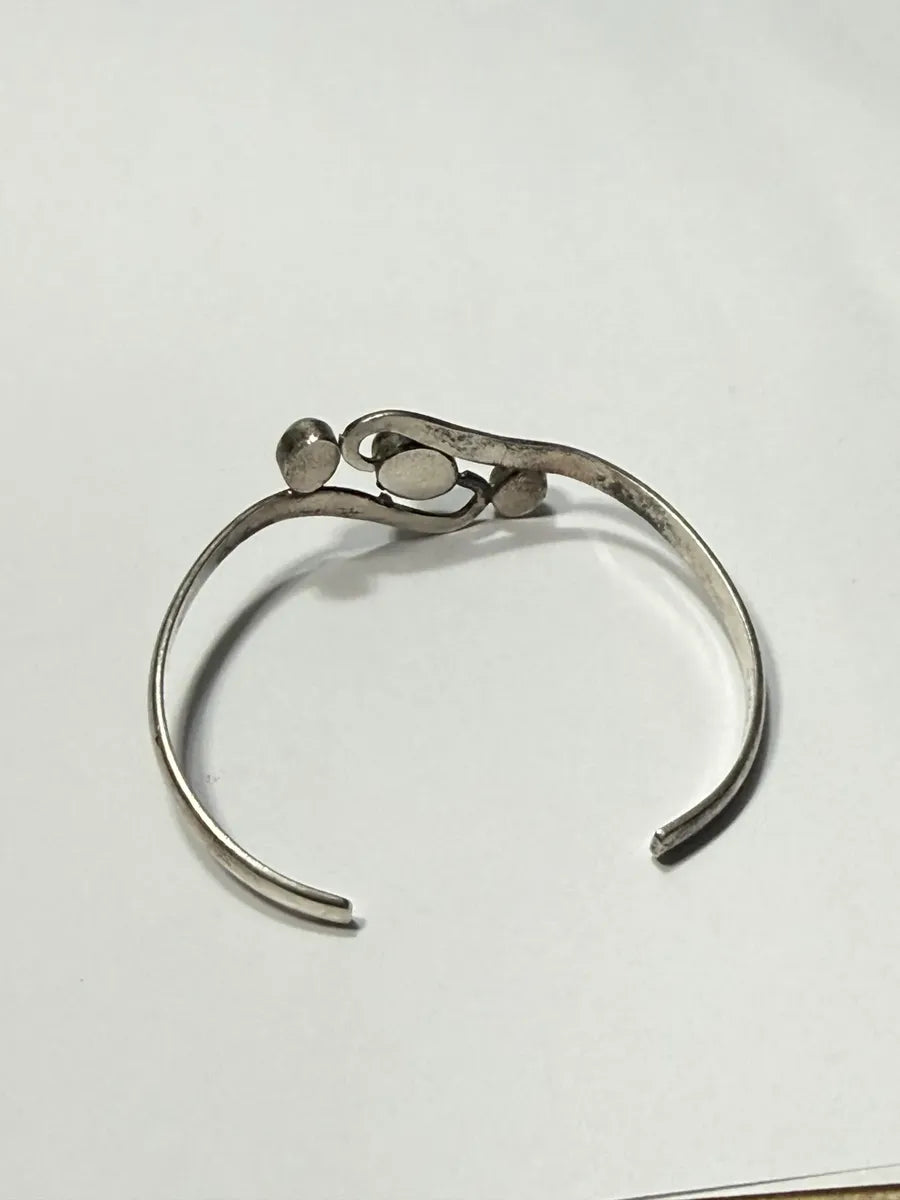Bracelete Antigo Prata 925 Turquesa 3 Pedras Única 17 Cm