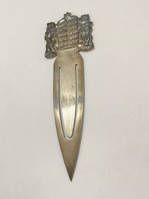 Abridor De Cartas Antigo Prata 925 Com Placa Judaica
