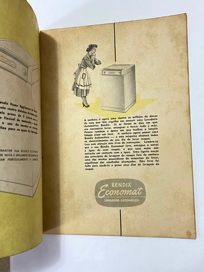 Antigo Manual Bendix Economat Lavadeira Automatica Anos 50