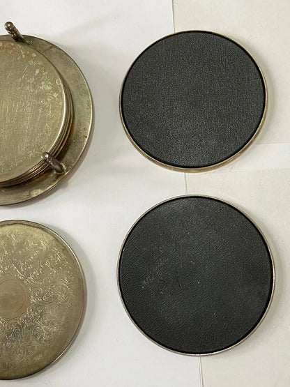 Conjunto Antigo De Porta Copos Em Metal Espessurado a Prata