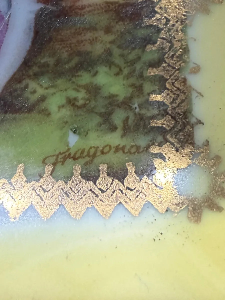 Cinzeiro Antigo Porcelana Europeia Fragonard Dourado