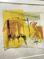 Quadro Antigo Arte Abstrata Colorida Com Moldura Branca Colorido