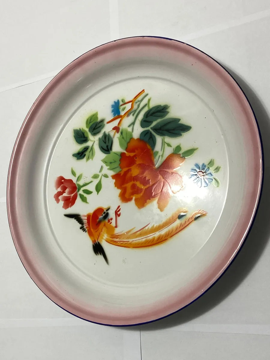 Prato Esmaltado Antigo Chinês Bumper Harvest 40cm