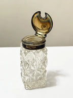 Pote Antigo Em Vidro Lapidado C/ Tampa Metal