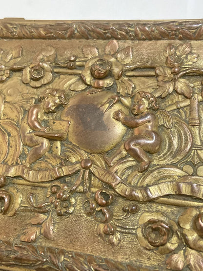 Antigo Porta Joias Caixa Cofre De Bronze Imperio Decorada