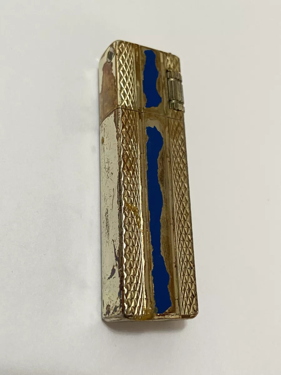 Isqueiro Antigo Azul E Dourado