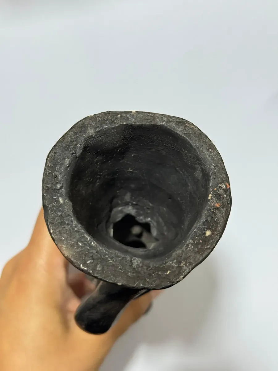 Escultura Antiga Cerâmica Figura Antropomórfica Com Vaso