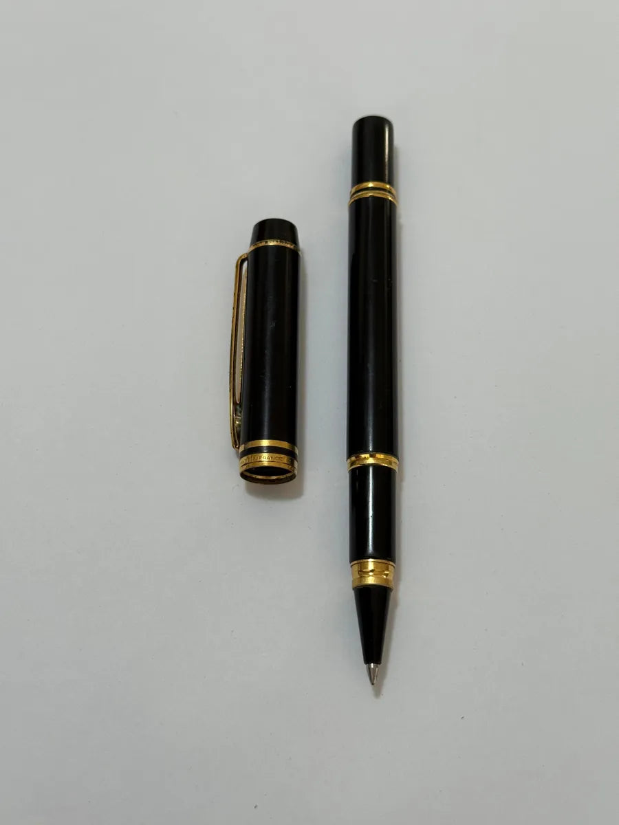 Caneta Antiga Waterman Preta Com Dourado Made In France Preta E Dourada