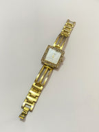 Relógio Antigo Catinet Quartz Com Pedras Quadrado Dourado