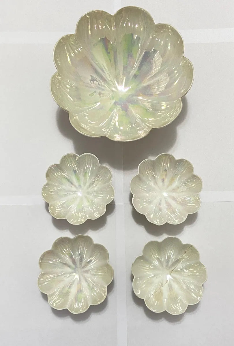 Antigo Conjunto Para Sobremesa Anos 40 Em Porcelana Nacarada