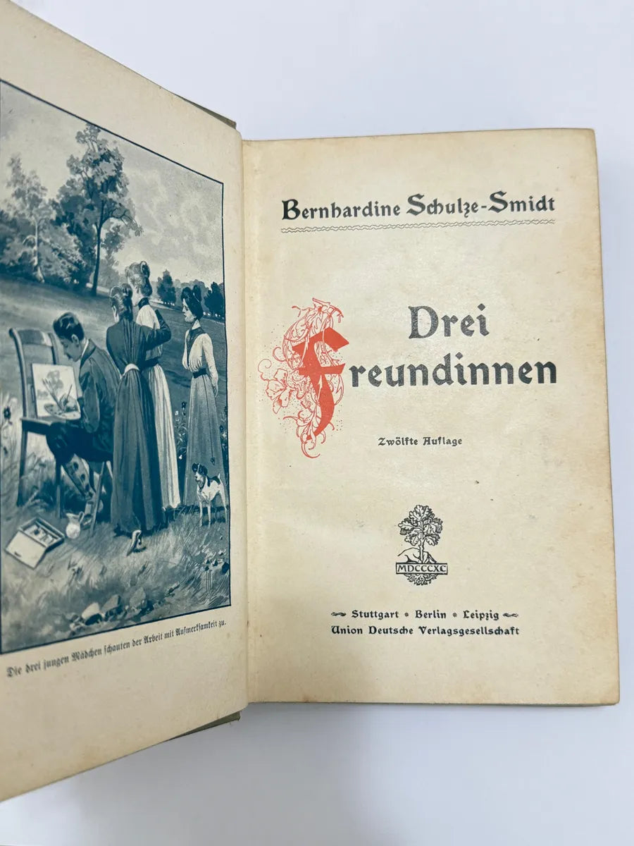 Livro Antigo Alemão Drei Freundinnen 1890 Ilustrado