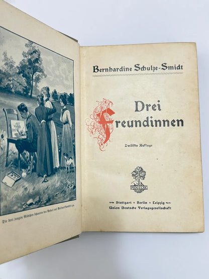 Livro Antigo Alemão Drei Freundinnen 1890 Ilustrado