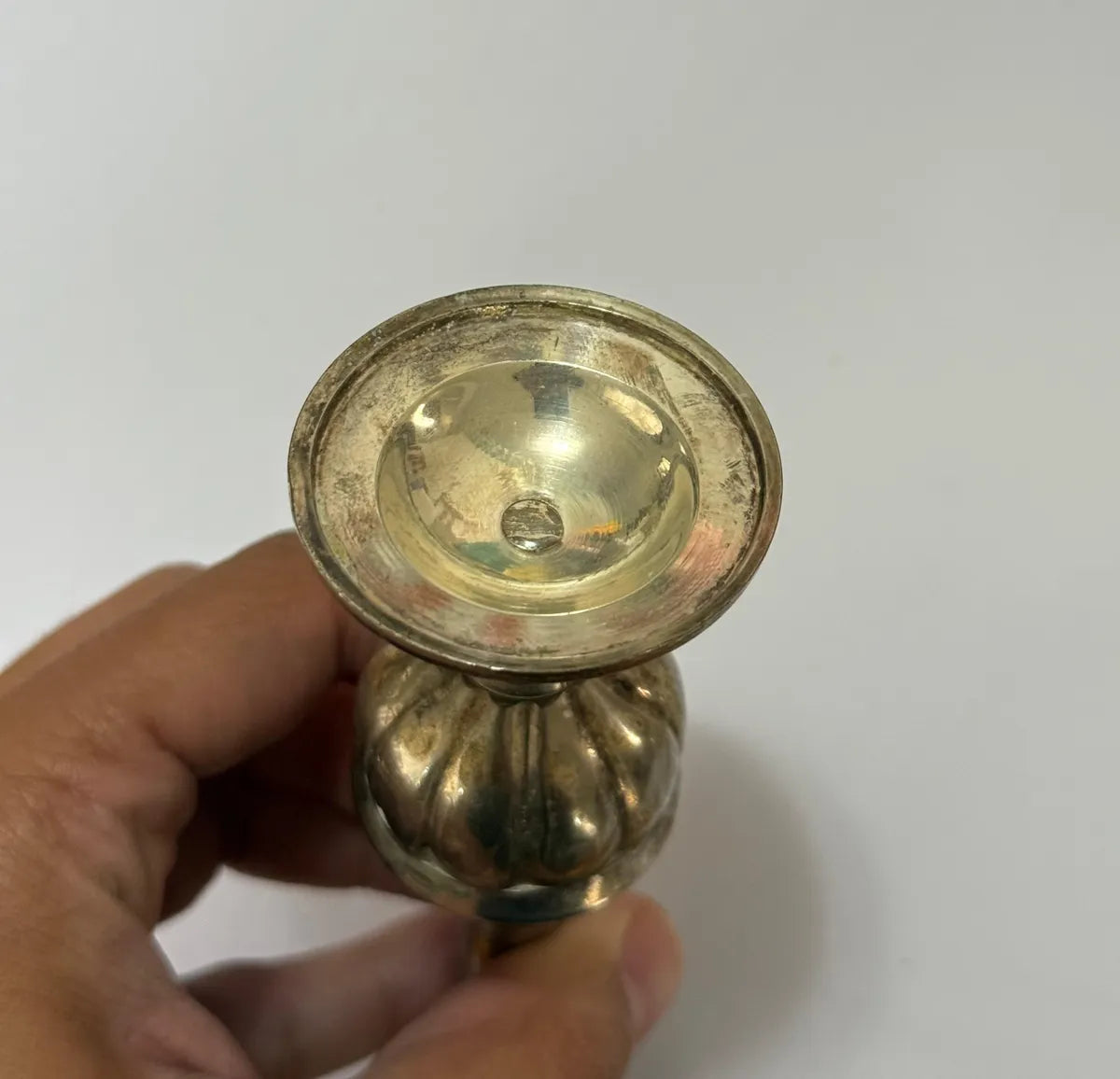 Vaso Miniatura Antigo Em Metal Prateado 15cm