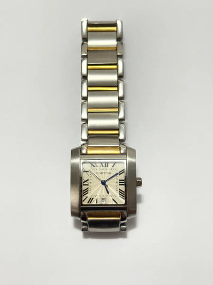 Relógio Antigo Cartier Tank Aço Dourado Quartzo
