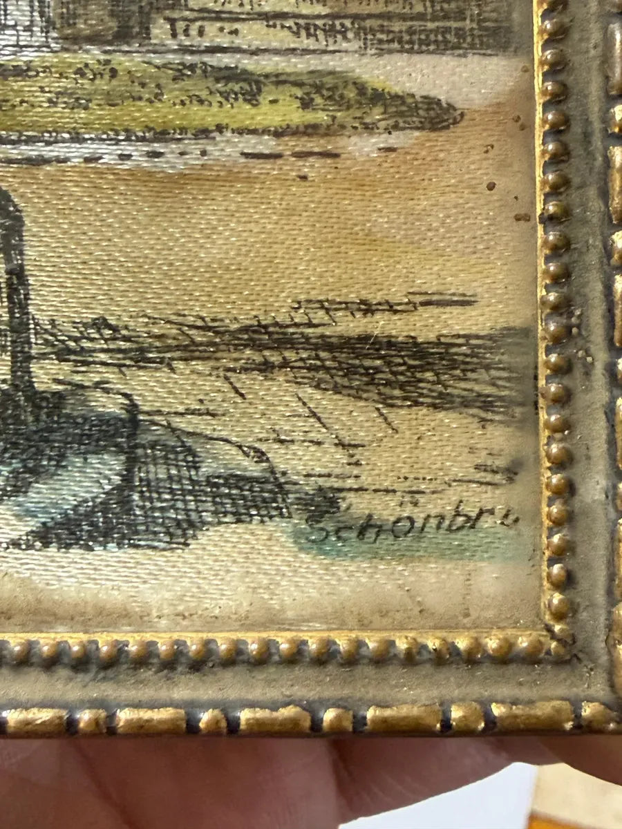 Porta Retrato Antigo Metal Dourado Palácio Schonbrunn Viena