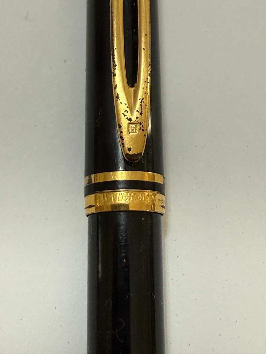 Caneta Antiga Waterman Preta Com Dourado Made In France Preta E Dourada