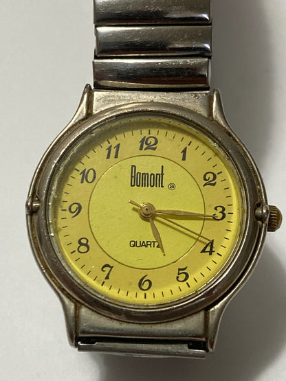 Relógio Antigo Dumont Quartz Pulseira Elastica Prata Dourado Prateado