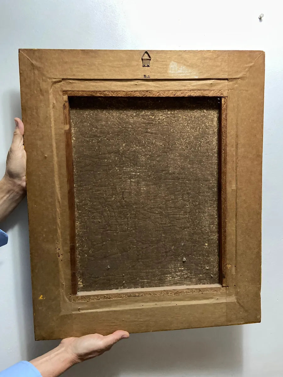 Quadro Antigo Cusquenho Nossa Senhora Moldura Dourada