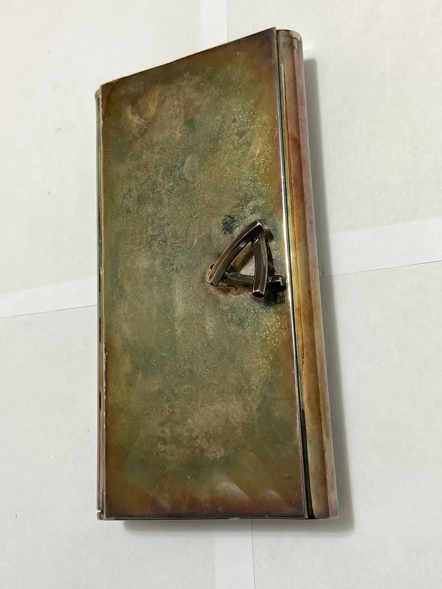 Cigarreira De Mesa / Estojo Antigo Em Metal Prateado 770g