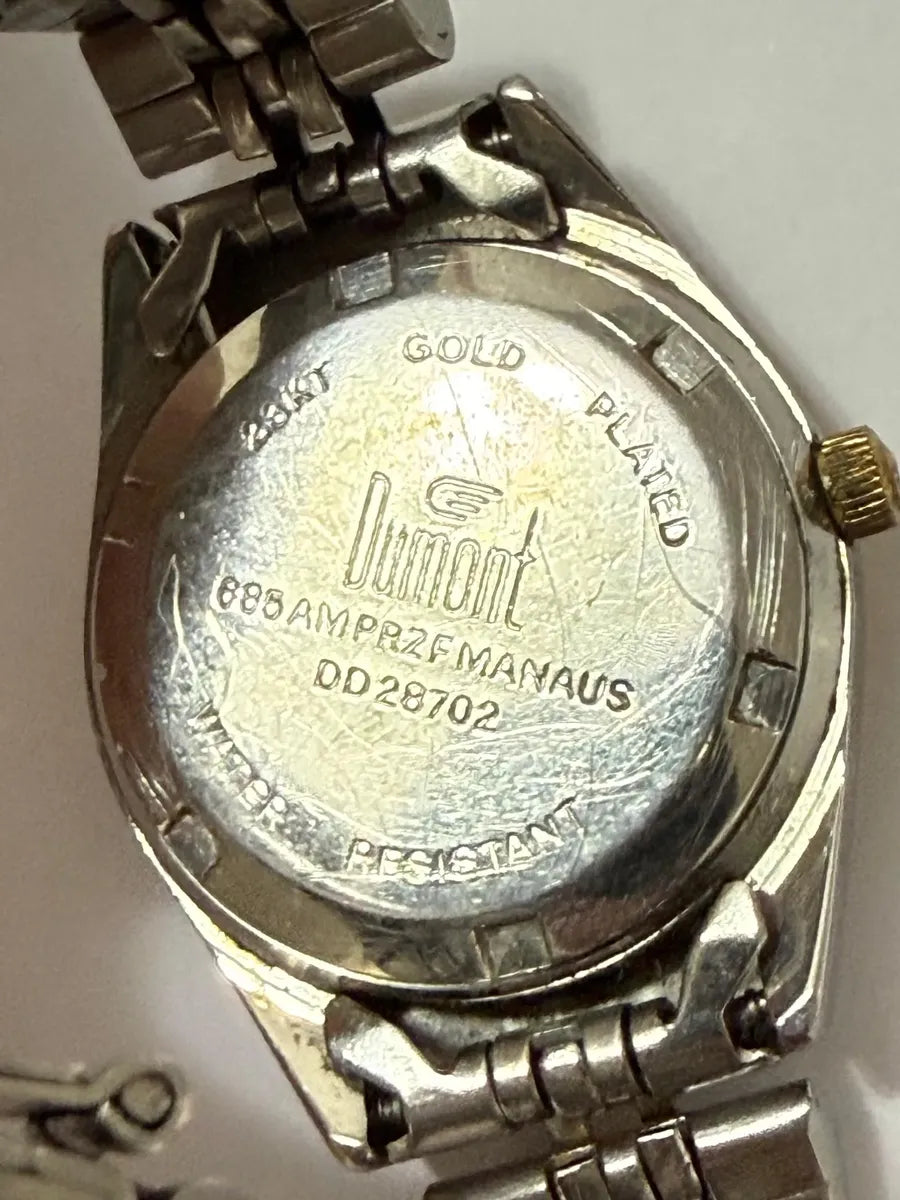Relógio Antigo Dumont Saab Quartz Bicolor Banhado A Ouro