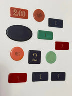 Jogo Fichas Antigas Galalite Coloridas Numeradas Coleção
