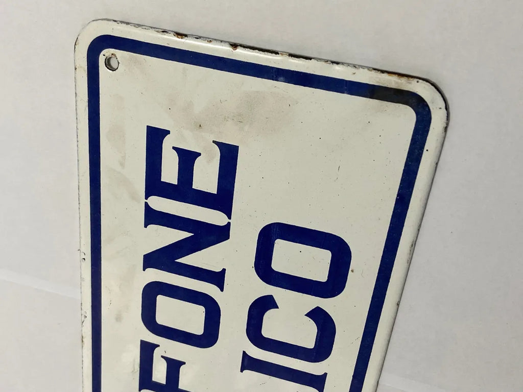 Placa Antiga Telefone Público Cia Telefônica Brasileira Branco