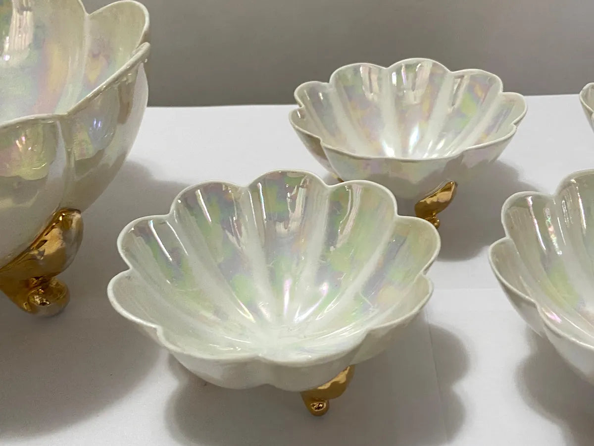 Antigo Conjunto Para Sobremesa Anos 40 Em Porcelana Nacarada