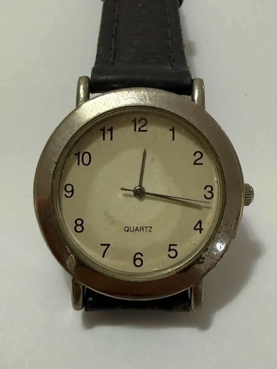 Relógio Antigo Quartz Japan Movt Aço Couro