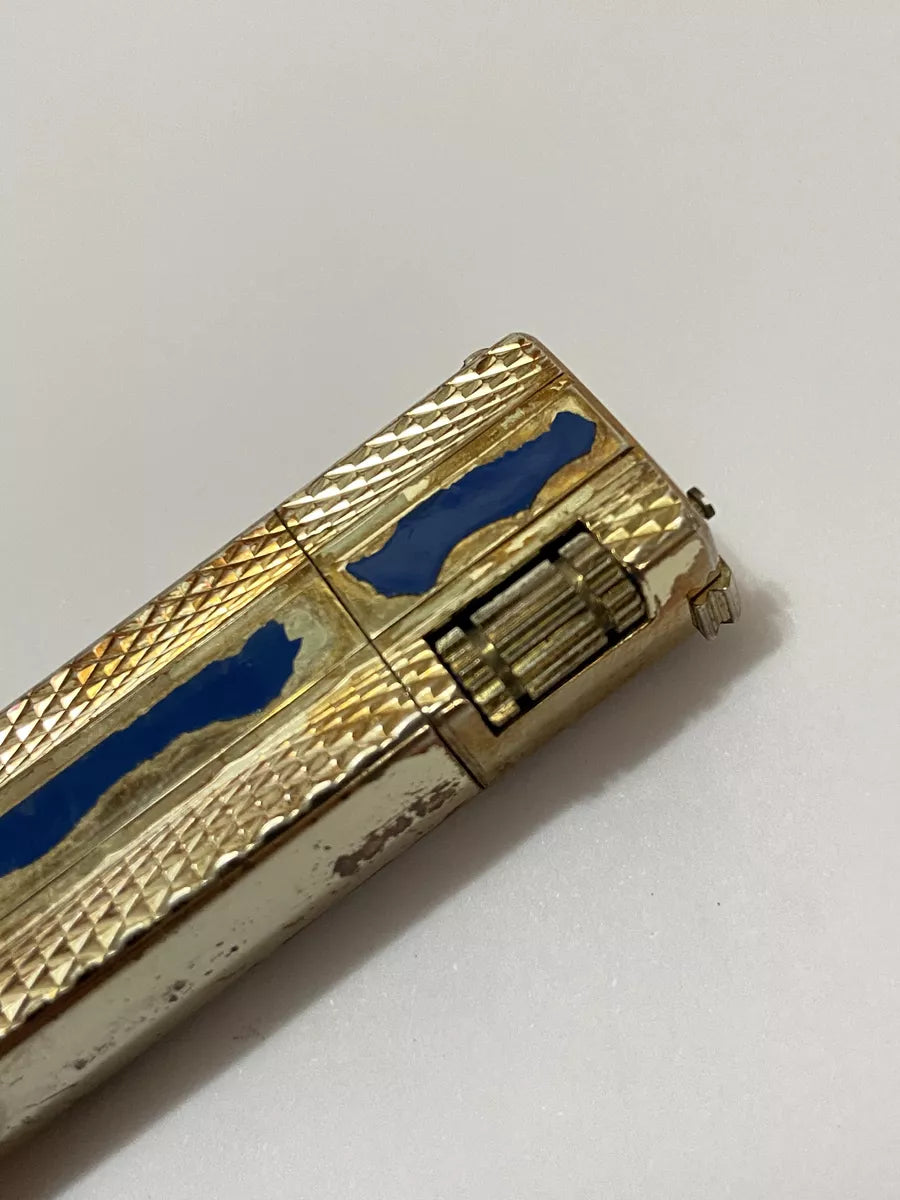 Isqueiro Antigo Azul E Dourado