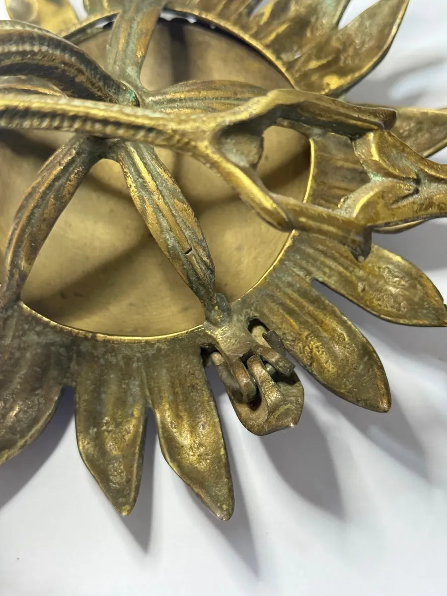 Cinzeiro Antigo Girassol Articulado Em Metal Grande C/ Marca