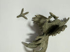 Escultura Antiga Galo De Briga Em Metal Prateado 16cm