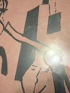Quadro Antigo Arte Abstrata Com Figuras Estilizadas Déc 1960