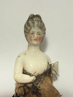 Boneca Antiga Half Doll Em Porcelana Bisque
