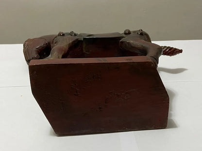 Escultura Cavalo Em Madeira Laqueada Antiga Feito À Mão