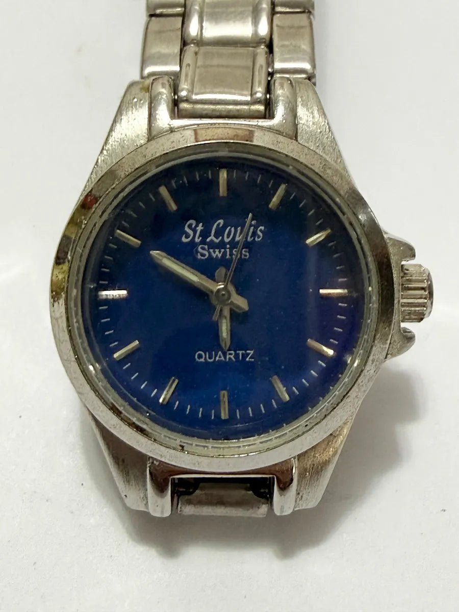 Relógio Antigo St. Louis Swiss Quartz Prata