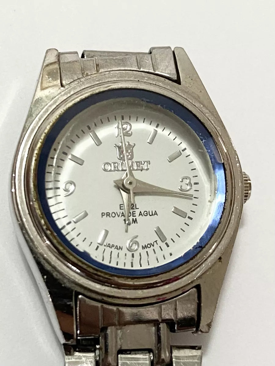Relógio Antigo Orimet Prata Cristal Azul Japan Movt