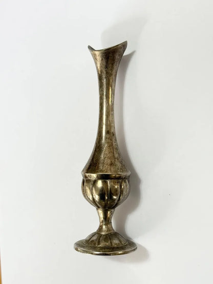 Vaso Miniatura Antigo Em Metal Prateado 15cm