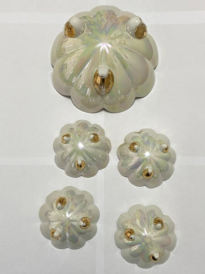 Antigo Conjunto Para Sobremesa Anos 40 Em Porcelana Nacarada