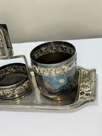Conjunto Antigo Prata Wolff Bandeja + 3 Peças Floral