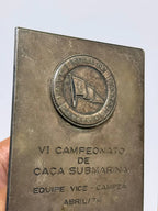 Troféu Antigo Iate Clube De Santos Caça Submarina 1974 Prata