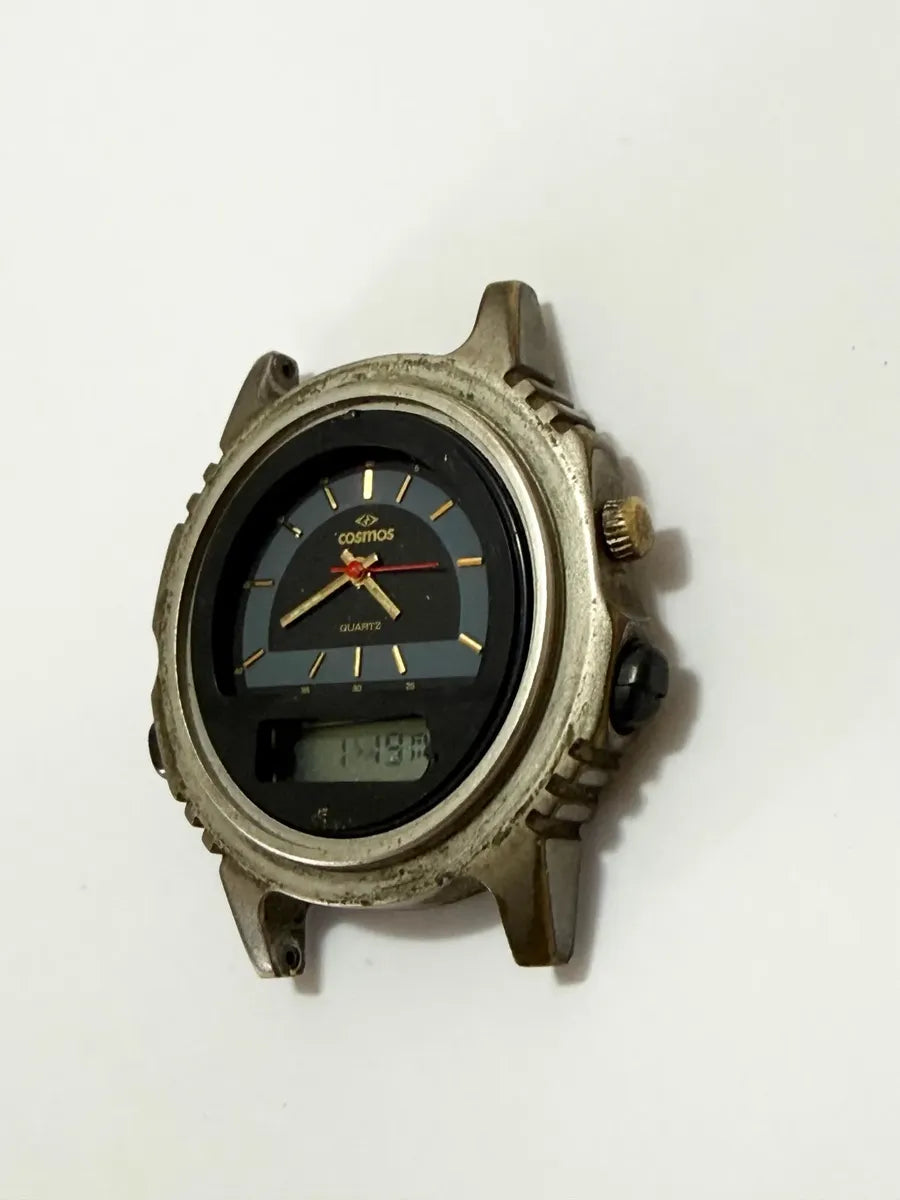 Relógio Antigo Cosmos Quartz Anadigi Aço