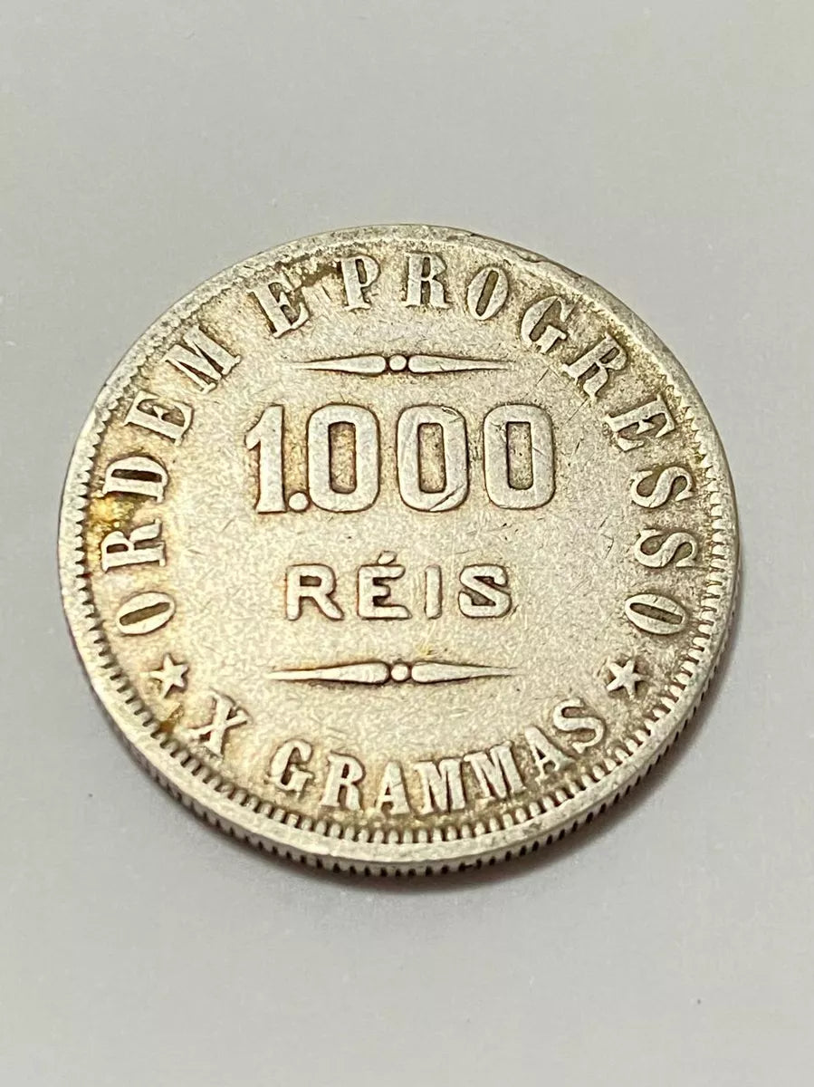 Moeda Antiga Brasil 1000 Réis 1908 Prata