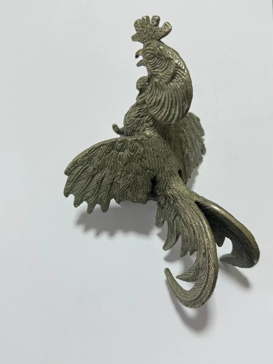 Escultura Antiga Galo De Briga Em Metal Prateado 16cm