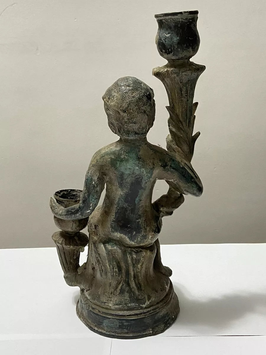 Escultura Antiga Porta Velas figura Neoclássica Greco Romana