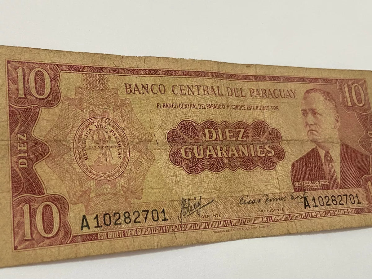 Cédula Antiga 1963 Paraguai 10 Guaranies