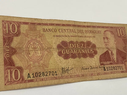 Cédula Antiga 1963 Paraguai 10 Guaranies